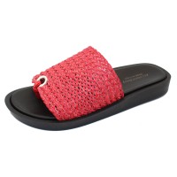 Ali Macgraw Women's Straw In Red Leather