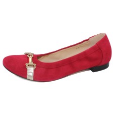 Lalisa Women's Chloe 195203 In Red Suede/Gold Calfskin Leather