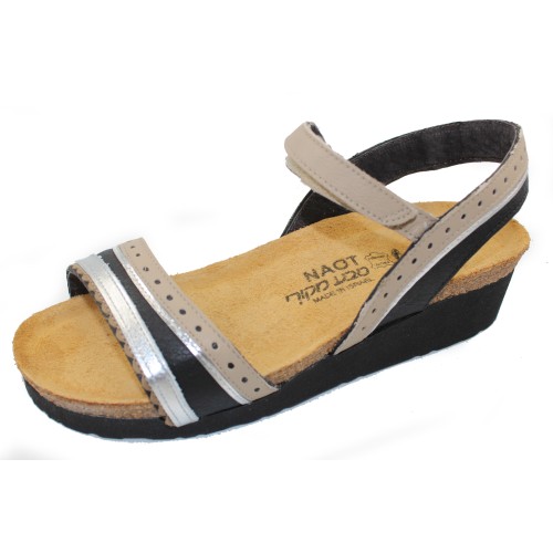 Naot Women's Beverly In Soft Black/Soft Beige/Soft Silver Leather