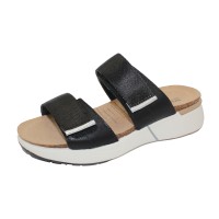 Naot Women's Calliope In Soft Black/Soft Silver Leather/Black Woven Strap