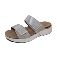 Naot Women's Calliope In Soft Ivory/Soft Silver Leather /Gray Woven Strap