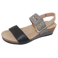 Naot Women's Dynasty In Soft Black/Foggy Gray/Soft Beige Leather