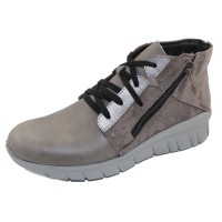 Naot Women's Polaris In Foggy Gray Leather/Gray Marble Suede/Mirror Leather