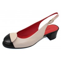 Pas De Rouge Women's Daria 3376A In Beige Nappa Leather/Black Patent Leather