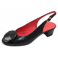 Pas De Rouge Women's Daria 3376A In Black Nappa Leather/Patent Leather