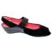 Pas De Rouge Women's Silvia R918 In Black Suede/Crinkle Patent Leather