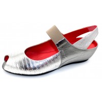 Pas De Rouge Women's Silvia R918 In Silver Lizard Printed/Crinkle Patent Leather