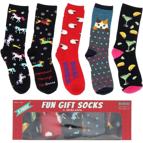 Soxland Women's Fun Gift Socks - 5 Pairs In Assorted Colors