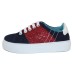 Thierry Rabotin Women's Alana In Navy Suede/Red Woven Leather