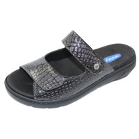 Wolky Women's Cyprus In Anthracite Mini Croco Printed Leather