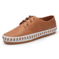Yes Brand Shoes Women's Barbi In Cognac Perf/White Plonge Leather