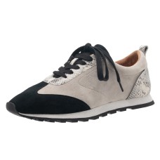 Yes Brand Shoes Women's Caren In Black/Light Grey Suede/Black/White Snake Printed Leather
