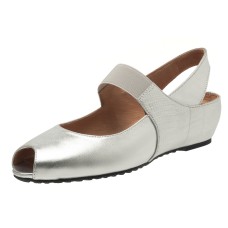 Yes Brand Shoes Women's Paula In Silver Metallic Leather/Lizard Printed Leather